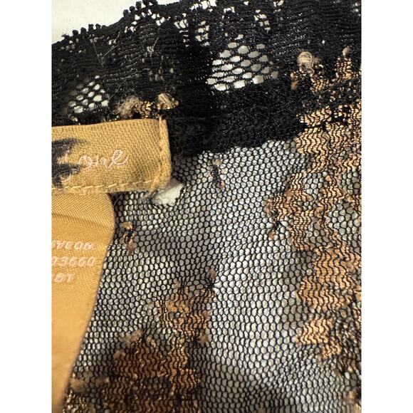 Y2K Black & Gold Sheer Lace Peplum Wrap Tank Top Size Small - Picture 9 of 9